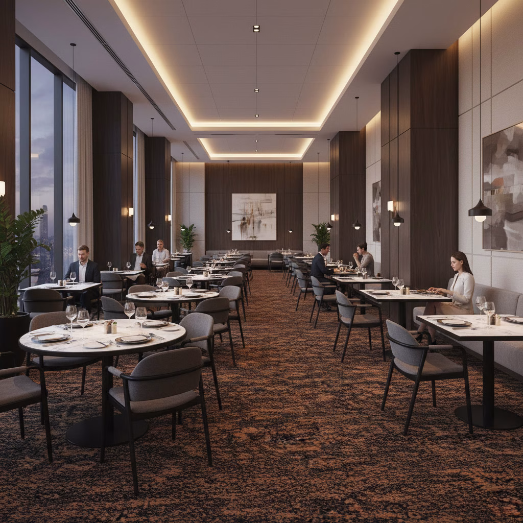 gemini-2.5-flash-image_use_this_image_to_cover_modern_hotel_dinning_room_entire_floor_as_moquette-0 (5) سجاد فنادق 5 نجوم اكسمنستر R7HHI305 - الصورة 1